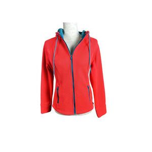 Swiss Tech Women's Orange Full Zip Waffle Knit Fleece Hooded Jacket Size XS